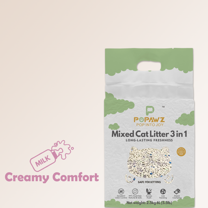 Popawz Cat Litter  Mixed 3 in 1 - Creamy Comfort