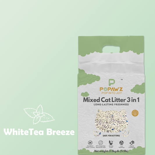 Popawz Cat Litter  Mixed 3 in 1 -  White Tea Breeze